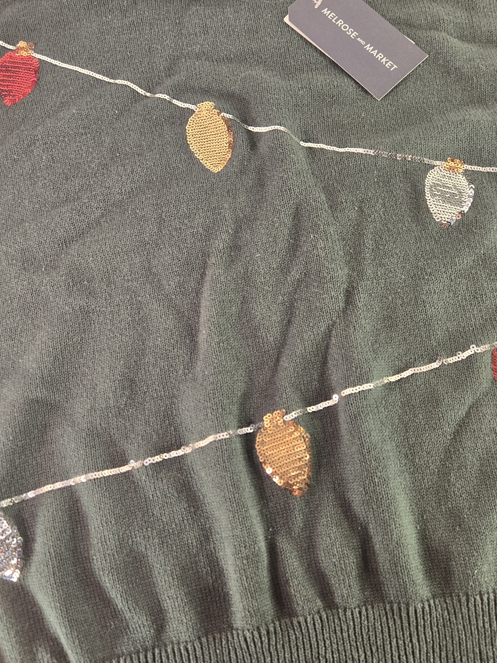 Melrose and Market Kids L 10/12 Green Pinecone Sparkle Lights Sweater NWT - Picture 2 of 6